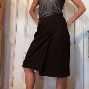 Brooks Brothers Brown Wool Front Overlay Skirt SZ 6